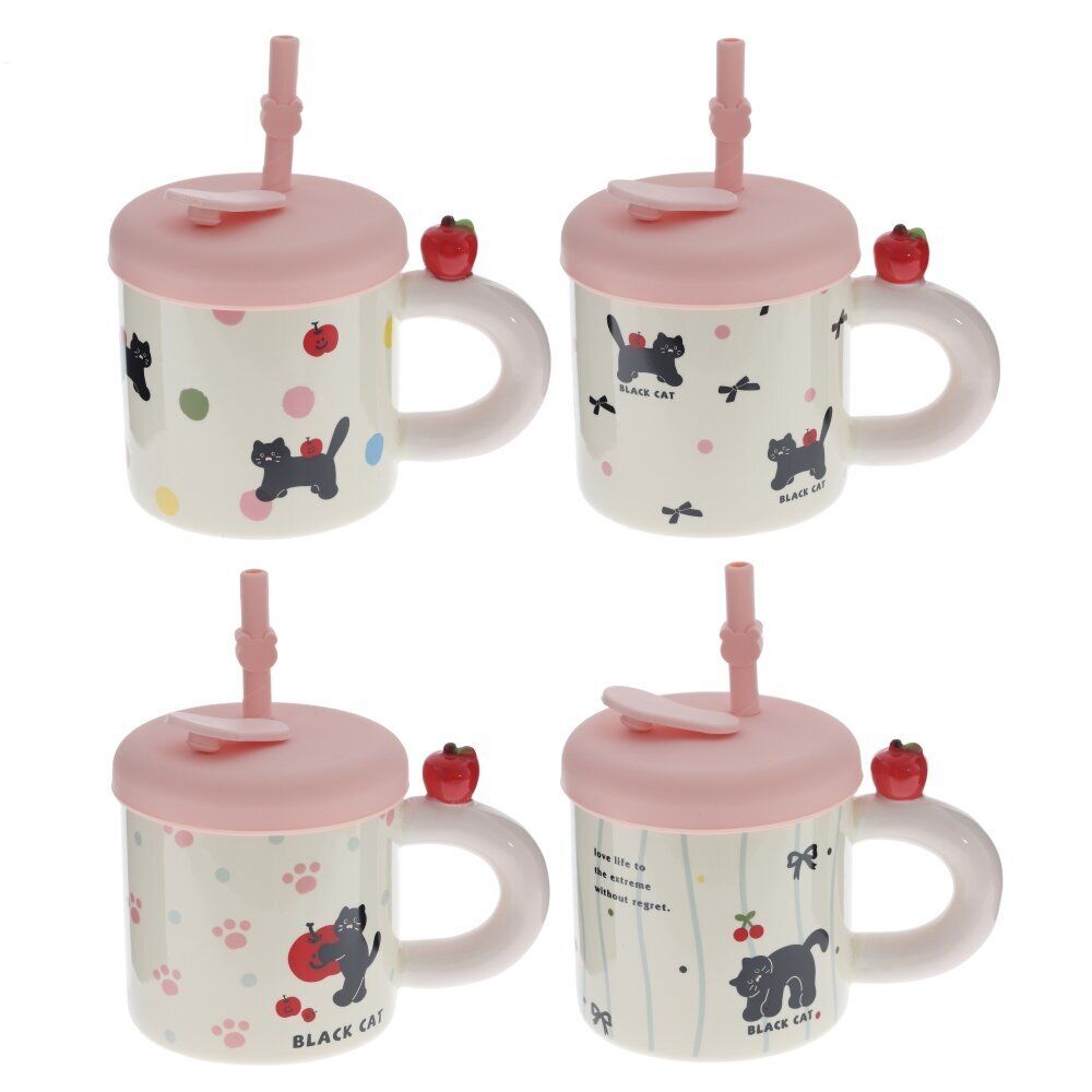 GAEM Кружка с крышкой и трубочкой, 330 мл, L14 W9 H14 см, 4в.