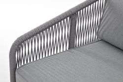 "Канны" диван модульный плетеный из роупа, каркас алюминий белый, роуп светло-серый круглый, ткань светло-серая