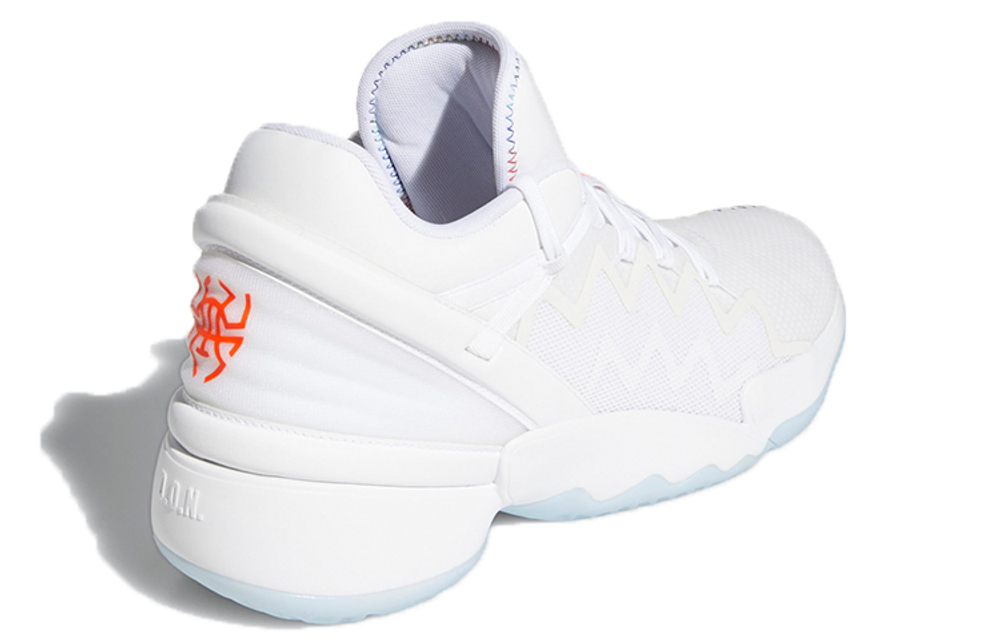 Adidas D.O.N. Issue #2 Round head lace-up mesh fabric TPU non-slip wear-resistant breathable wrapping support low-top basketball shoes men's white light blue