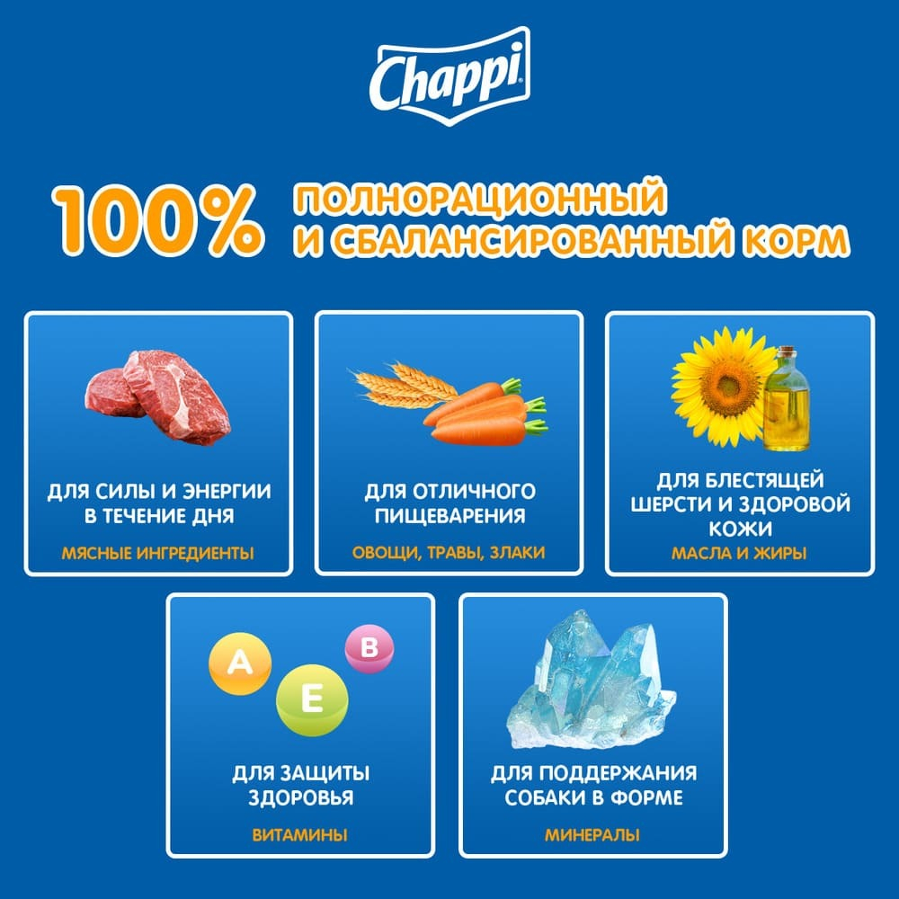 Сытный мясной обед с говядиной, 15кг Чаппи