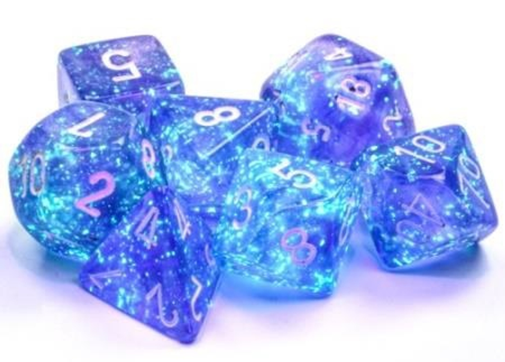 Chessex 7-dice set Borealis Polyhedral Dice Set Purple/White
