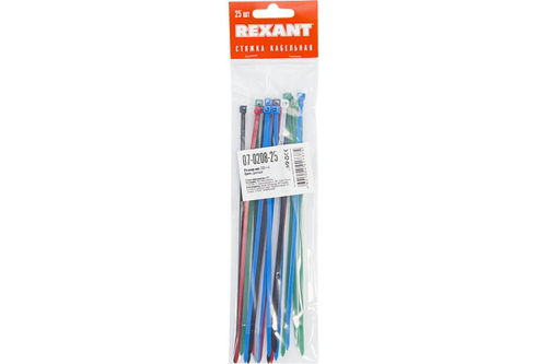 Стяжка нейлон. 3,6*200мм цветная REXANT (25шт/уп)