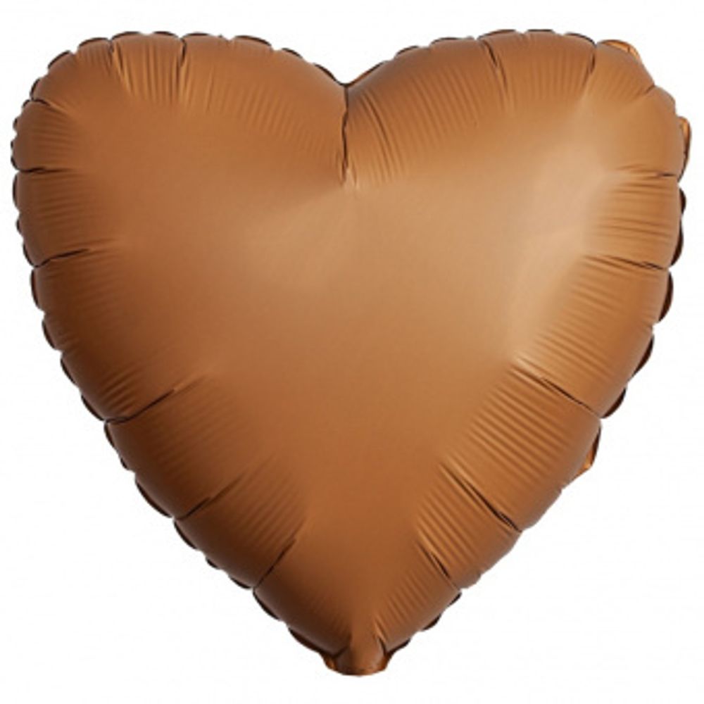 F Шар-сердце 18"/46 см, фольга, шоколад матовый/Choco Brown (БГ-15)  Изображение2
