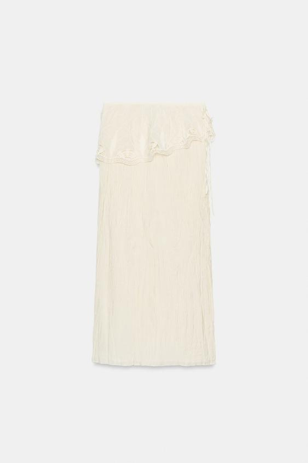 ZARA ЮБКА МИДИ С ВЫШИВКОЙ — ZW COLLECTION, ЭКРЮ