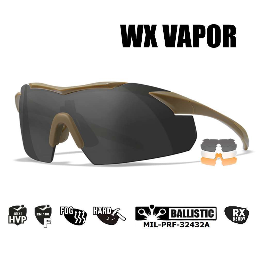 Очки тактические-защитные WILEY-X WX VAPOR (FRAME: MATTE TAN, LENS: CLEAR + GREY + RUST)