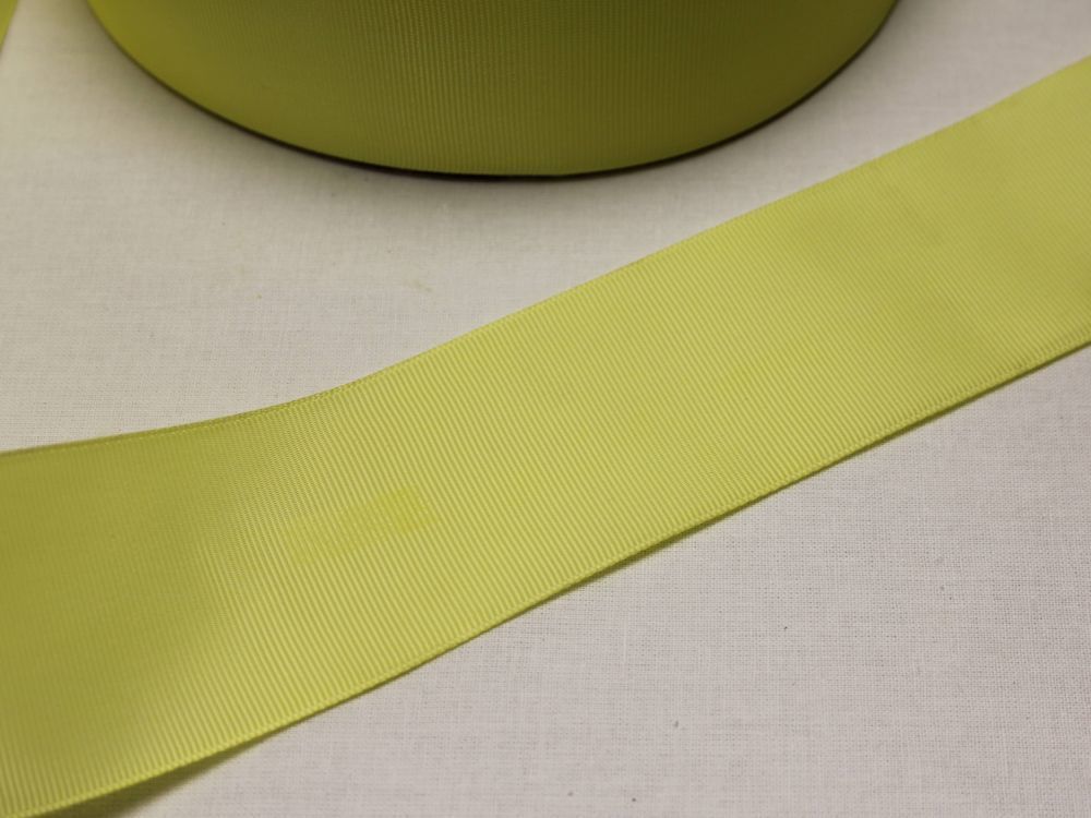 Лента репсовая однотонная 50 мм, длина 25 ярдов, цвет: светло-желтый