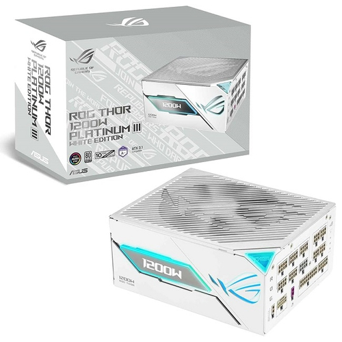 Блок питания ASUS 1200W ROG-THOR-1200P3-WHITE-GAMING, модульный, 16 Pin PCIe 5.0, 80 PLUS Platinum (90YE00V5-B0NA00)