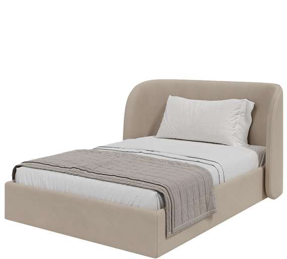 Кровать двуспальная Classic с подъемным механизмом, 140 см (бежевый, велюр)