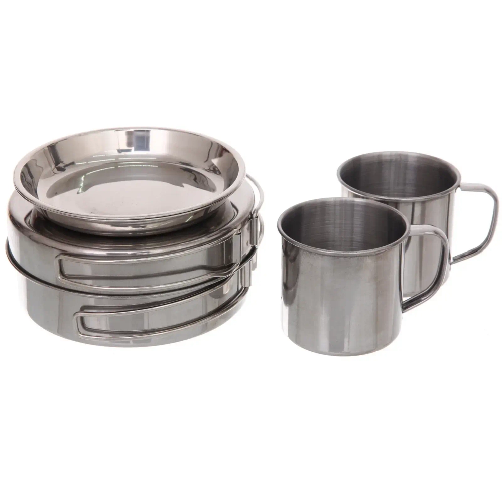 Набор посуды походной 8предметов (2ковша, сковорода 15,5*3см, 3тарелки,2кружки)