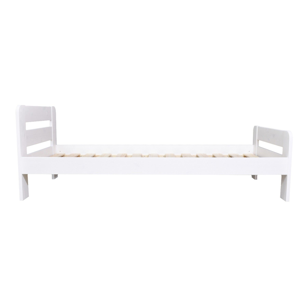 Кровать 90х200, Берт, деревянная, односпальная, с основанием з дерева, массив сосны, белый, Dipriz