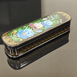Шкатулка для ручки "Ирисы" с ручной росписью 20х6см