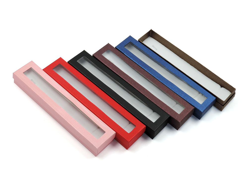 Картонный футляр с прозрачным окошком «Подарочная» №5 210x40x25 мм.