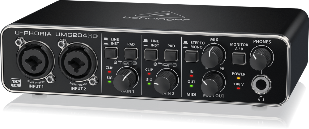 Behringer UMC204HD внешний аудио интерфейс, 24 бит/192кГц, 2 вх./4 вых., USB
