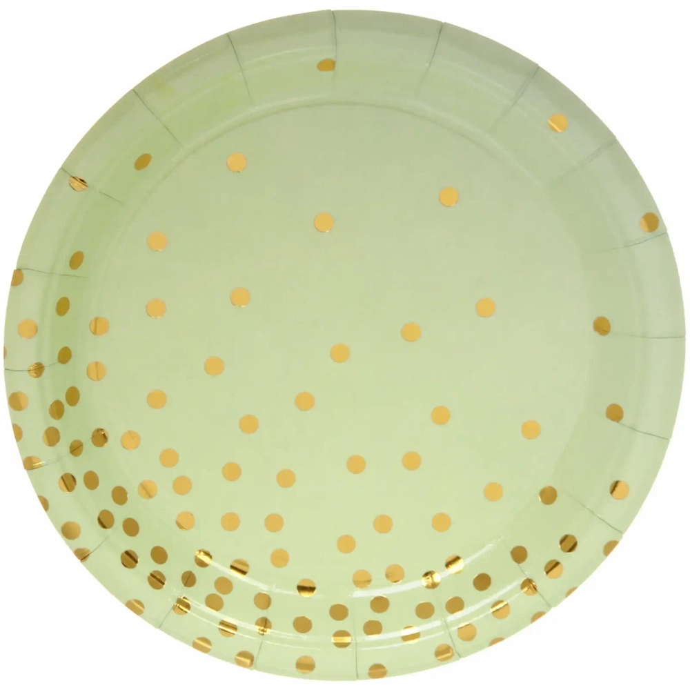Тарелка бумажная 18 см в наборе 10 шт «Конфетти» салатовая