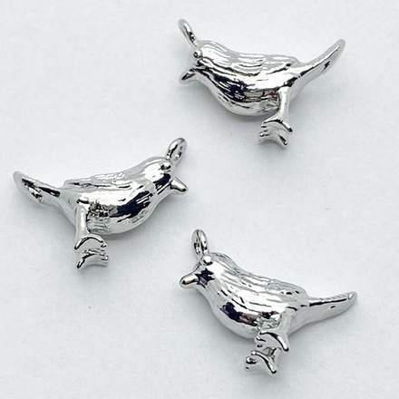 Подвеска Птица, цвет серебро (родий), размер 12*10 мм, цена за 1 шт