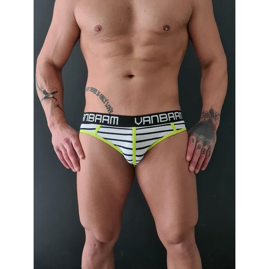 Мужские трусы джоки белые в черную полоску Van Baam