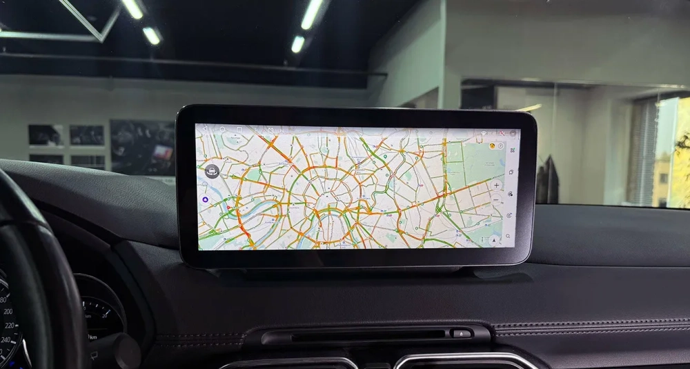 Магнитола для Mazda CX-5 2017-2021, CX-8 2017-2022 (левый руль) - Kuberg монитор 12.3" в стиле MERCEDES на Android 11, CarPlay, 4G SIM-слот