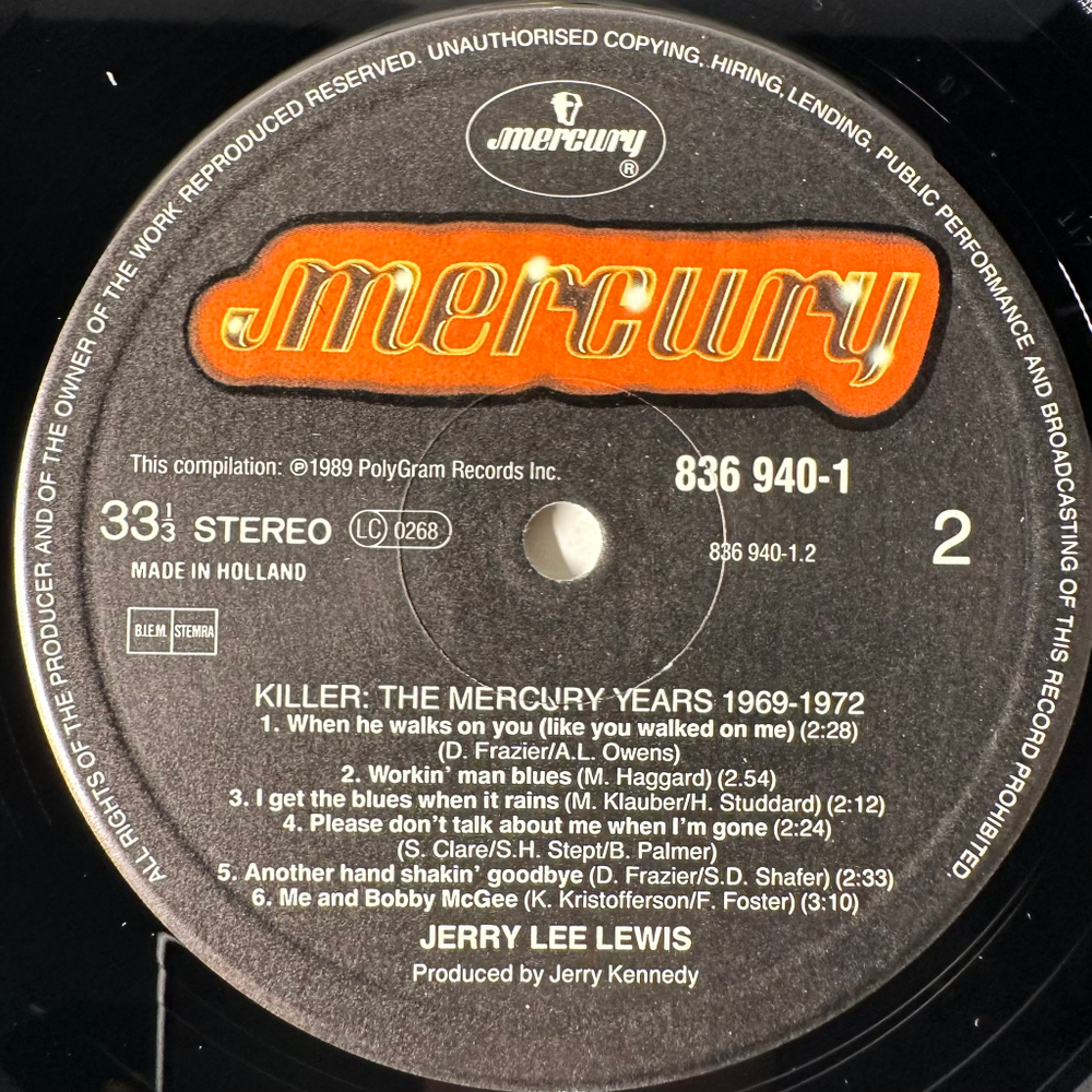 Jerry Lee Lewis ‎– Killer : The Mercury Years Volume Two 1969-1972 2LP (Голландия 1989г.)