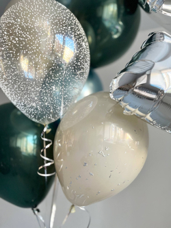 Набор стильных шаров на день рождения/пятилетие серебро/сини/зеленый №3872