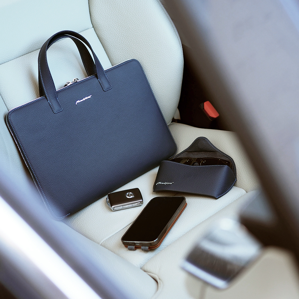 Сумка для MacBook Pro 13"-14" Bocage без карманов из кожи теленка синего цвета