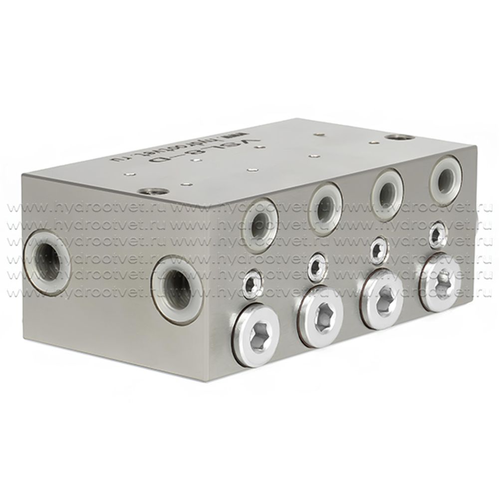 VSL8-D - Питатель для двухлинейных систем смазки с рабочим давлением 400 бар, количество выходов 8, максимальная доза 5 мл/цикл, с фиксированным винтом