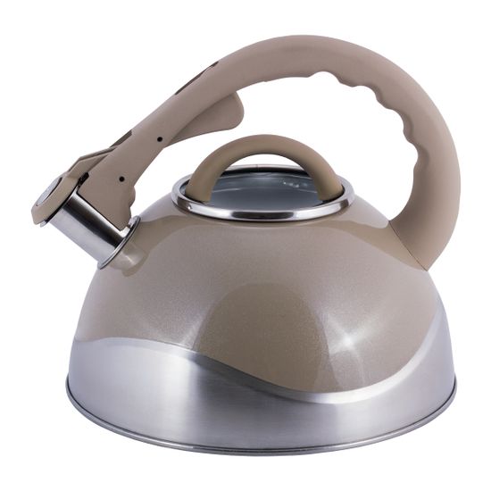 Чайник 3 л. из нержавеющей стали со свистком Kamille KM-0686A и стеклянной крышкой