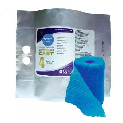 Бинт INTRARICH CAST жесткой фиксации 10 см х 3,6 м голубой 10 шт