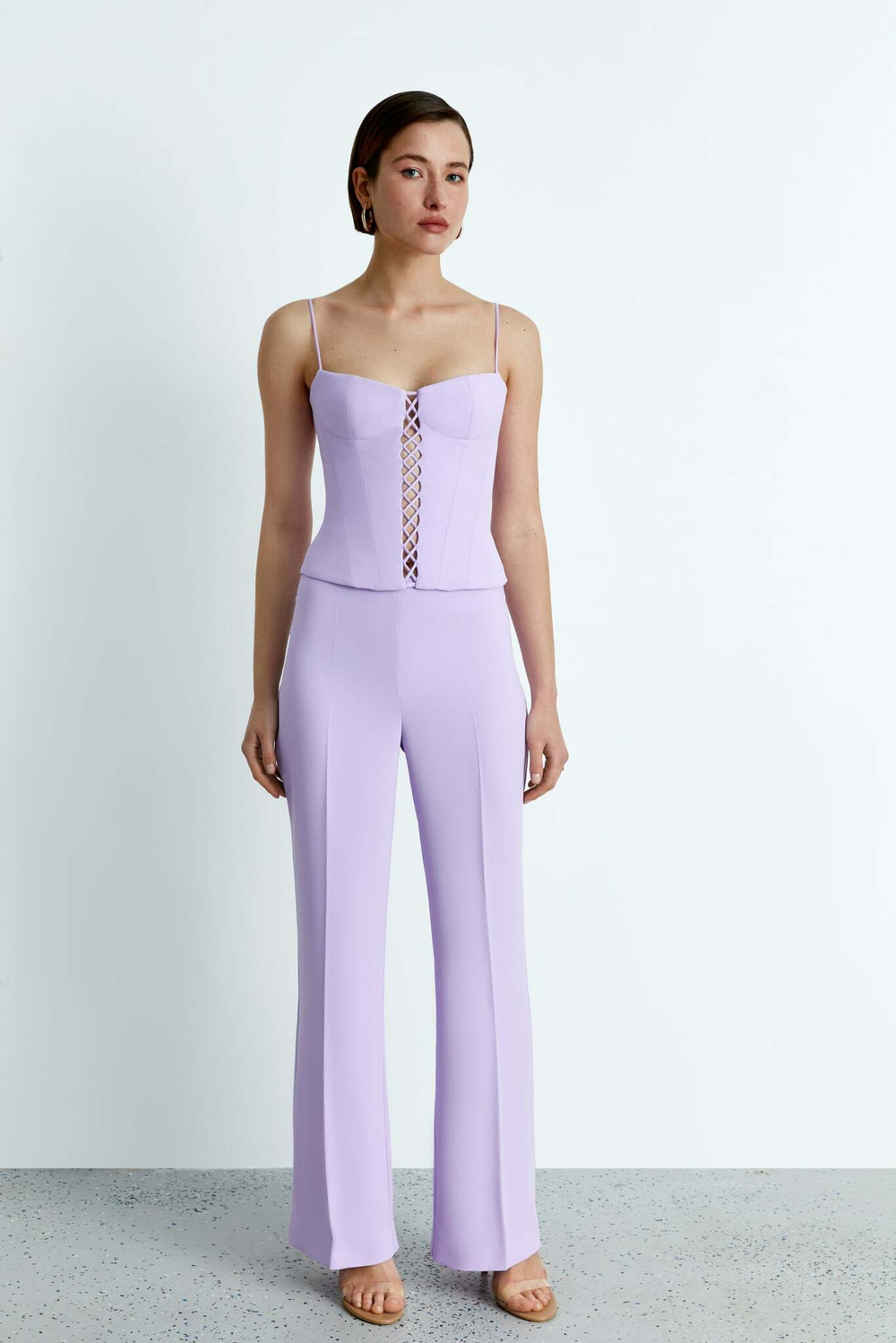 Топ-бюстье корсетного типа из крепа со шнуровкой