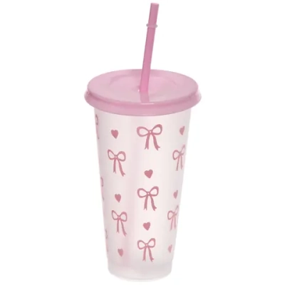 Стакан пластиковый 700мл «Девичья мечта» с трубочкой