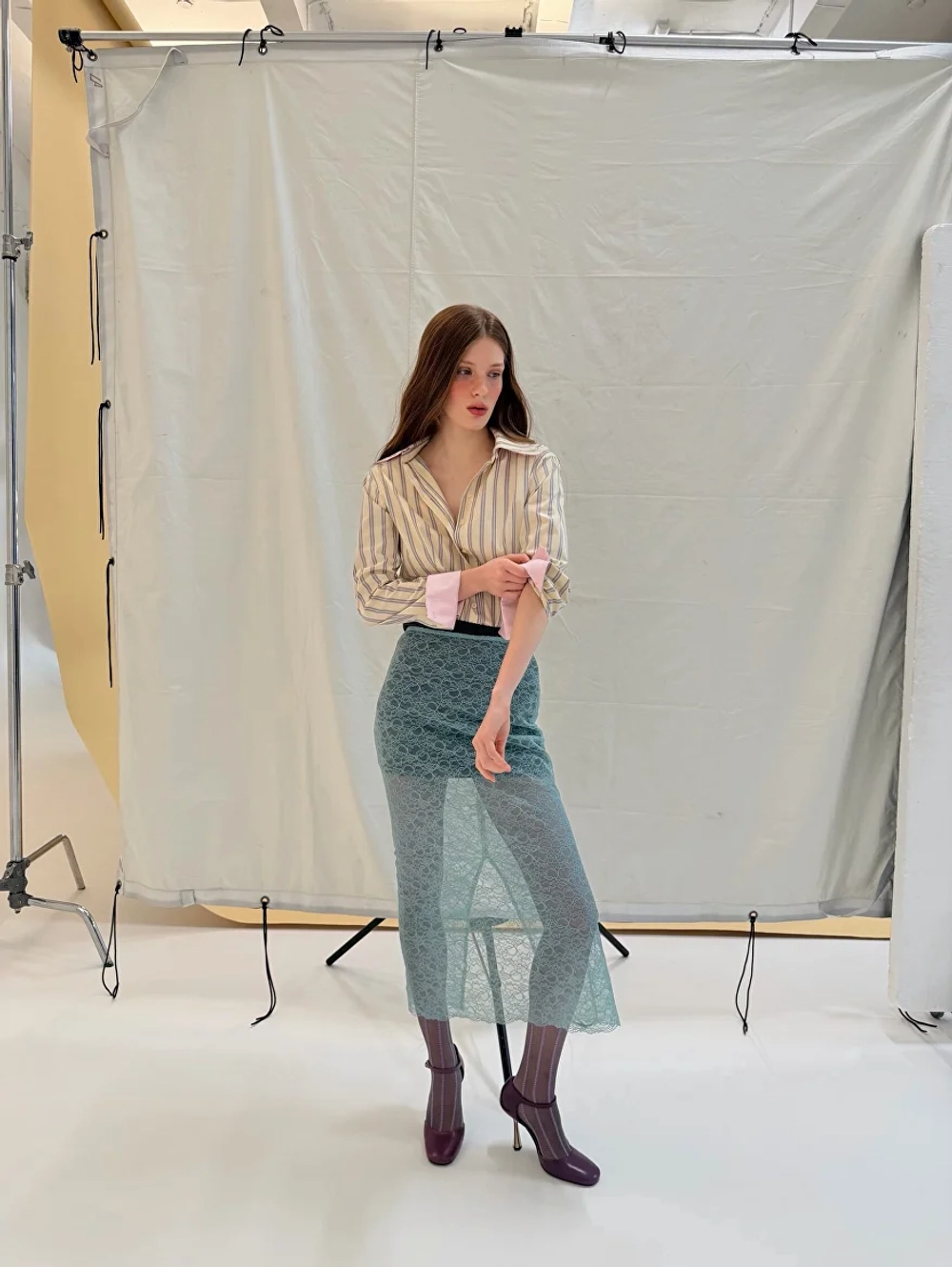 Юбка из кружева мята