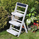 Подставка для цветов и декора напольная 3 полки из массива сосны Флорэль, деревянная этажерка для цветов на подоконник в стиле рустик, серая