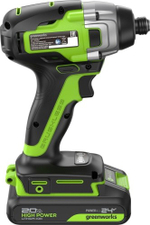 Винтоверт аккумуляторный GREENWORKS GD24ID3 ударный, 24V, АКБ 2Ач и ЗУ 3802807CUA