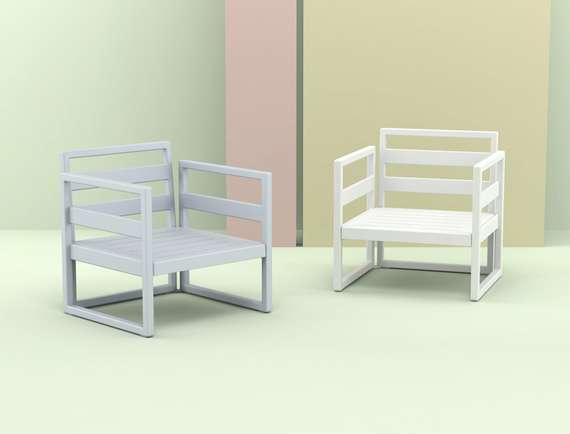 Кресло уличное пластиковое Mykonos, белый, светло-коричневый