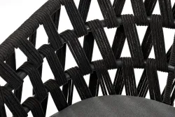 "Диего" стул плетеный из роупа, основание дуб, каркас из стали темно-серый (RAL7024) муар, роуп темно-серый круглый, ткань серая