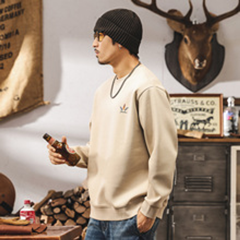 Мужская толстовка американского ретро-стиля, 360 г, весна-осень, новая модная брендовая свободная модель, модная футболка с принтом, мужской стиль