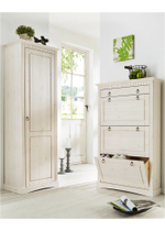 Шкаф для одежды, 58х41х200, Неаполь, распашной, в прихожую, массив дерева, белый, Dipriz