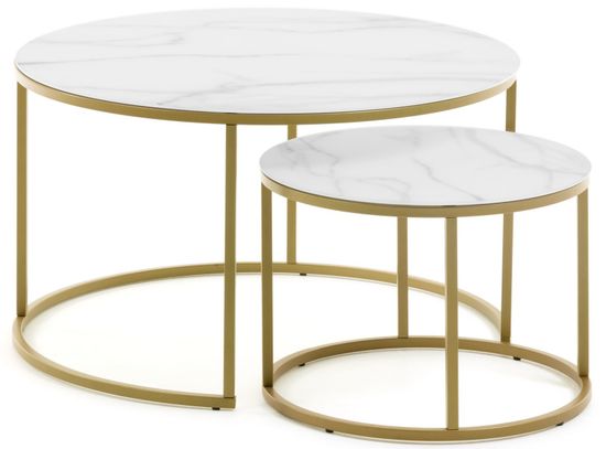 Набор из 2 приставных столиков Leonor Ø 80 см / Ø 50 см