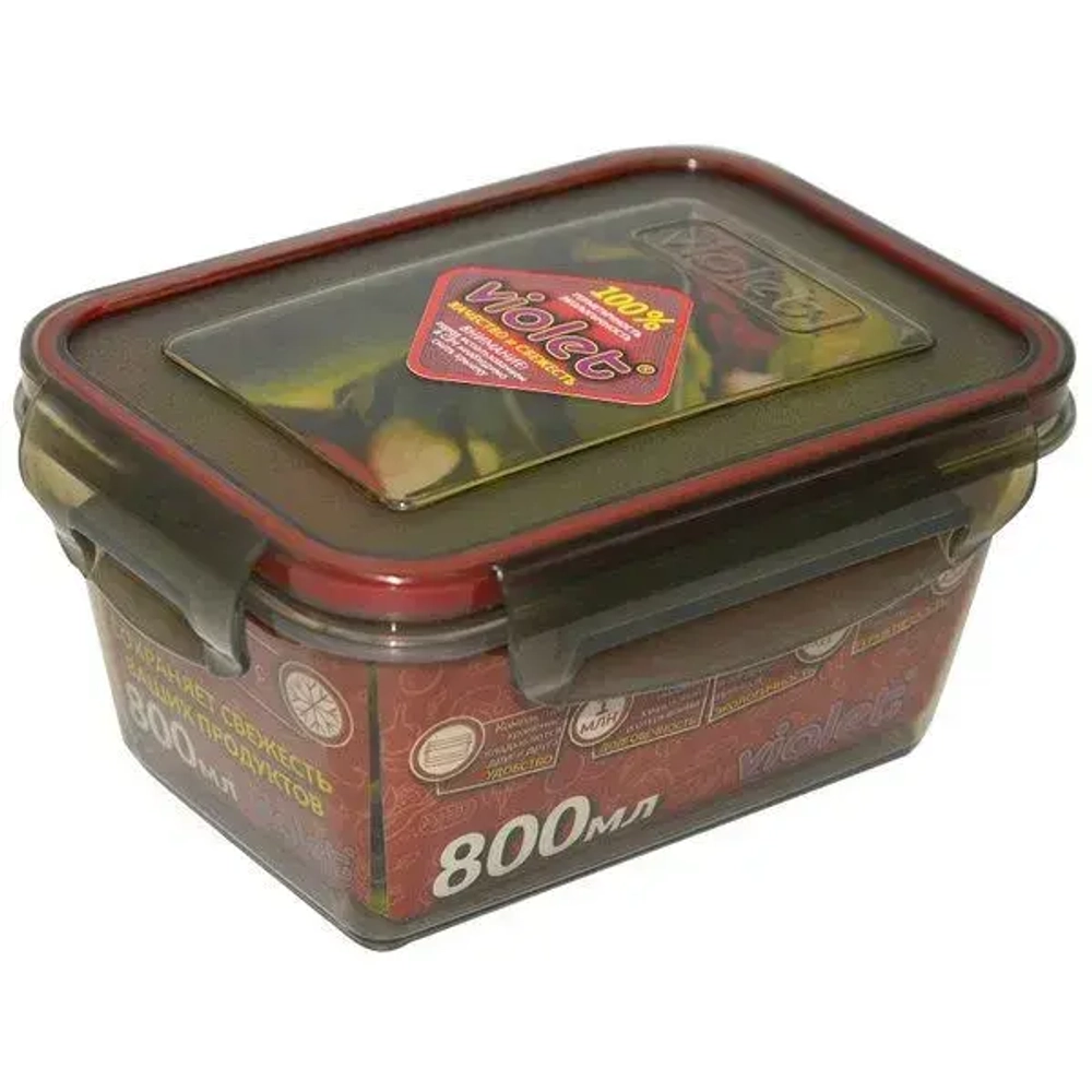 Контейнер герметичный прямоугольный 800 мл (дымч.)