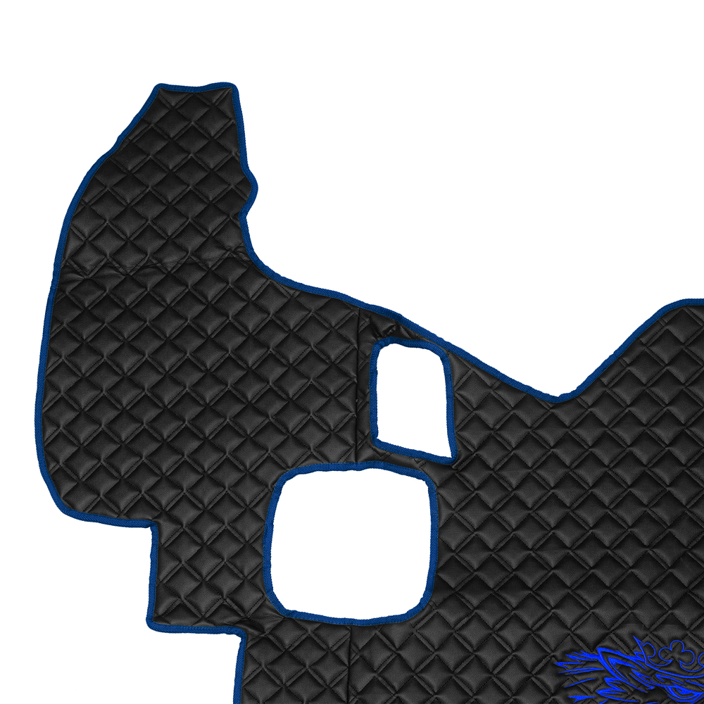 Ковры SCANIA 5 серии P (механика), (экокожа, черный, синий кант, синяя вышивка)