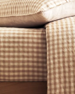 ZARA HOME ДЕТСКАЯ ПРОСТЫНЯ В КЛЕТКУ, РОЗОВЫЙ