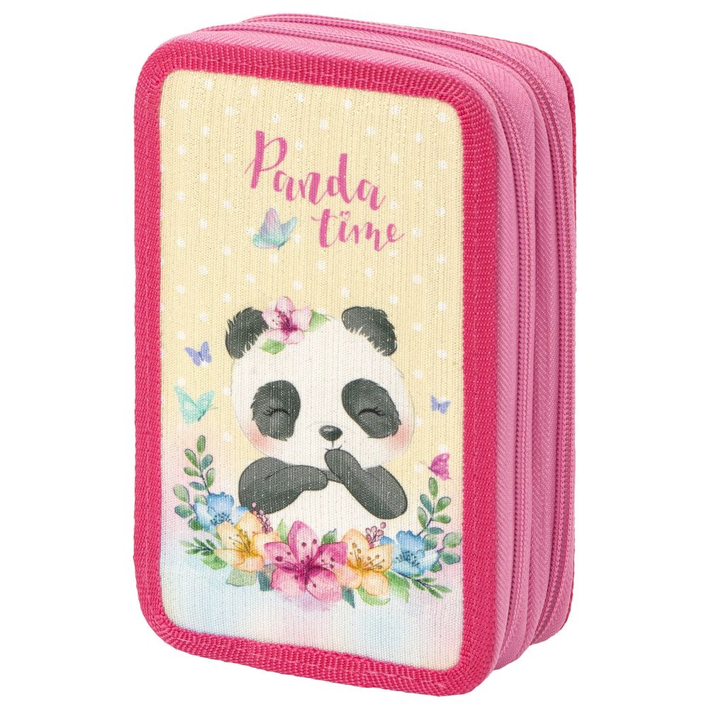 Пенал ЮНЛАНДИЯ, 2 отделения, ткань, люрекс, Panda time, 270367