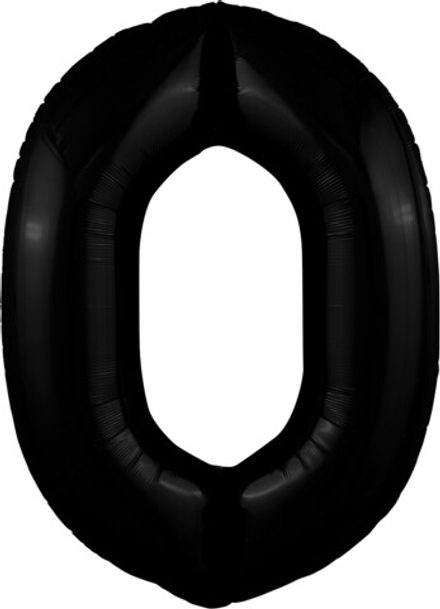 Шар (40""/102 см) Цифра, 0 Slim, Черный блеск, 1 шт. в упак. В70