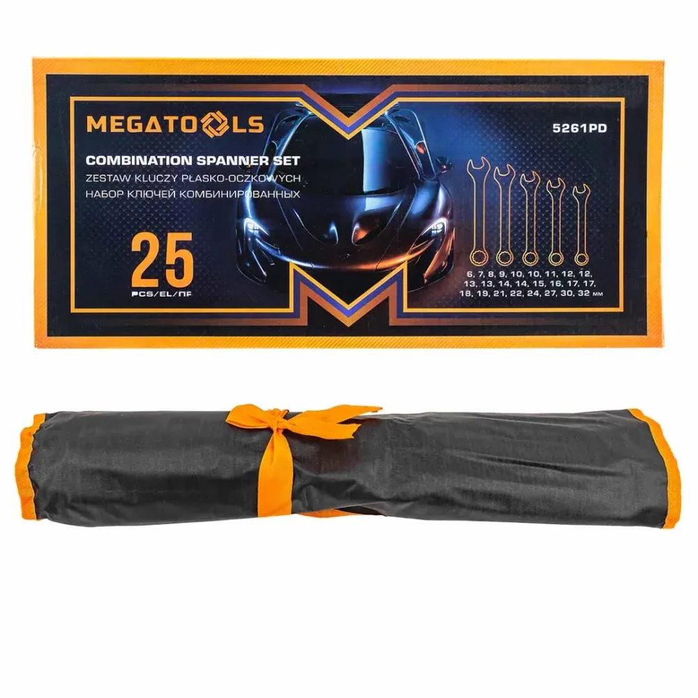 Ключи комбинированные, набор 25пр. (6-32мм) MEGATOOLS MT-5261PD