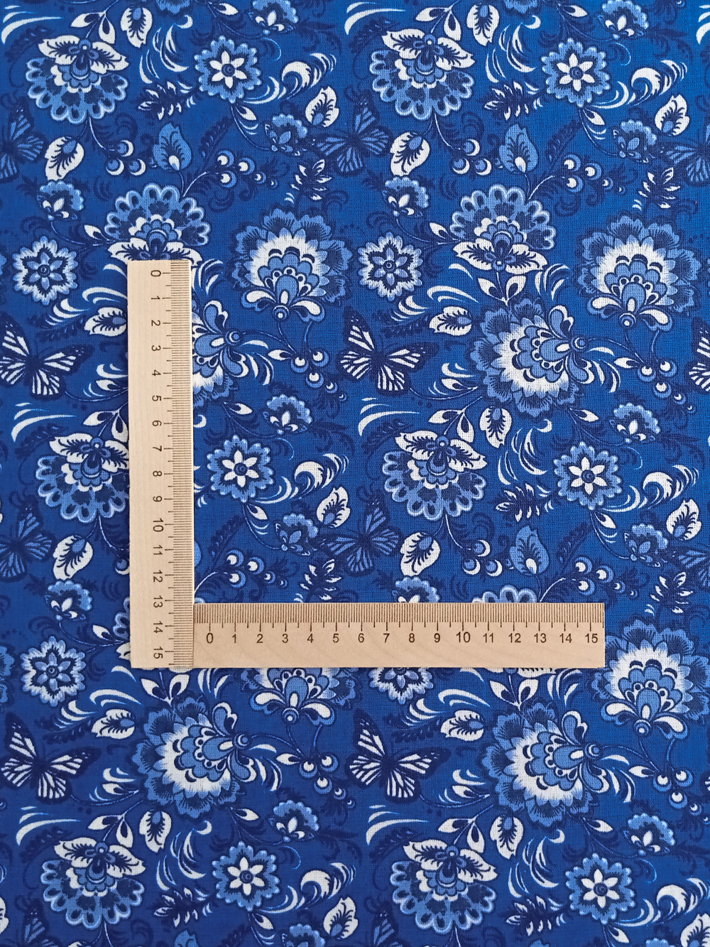 Ткань бязь плательная, рис. "Гжель", ширина 150 см, арт. 228