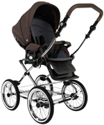 Детская коляска Roan Bass Next Classic d14 2.0 3 в 1 с автокреслом Pituso Baesa Pro Black,Beige Canopy BSNC/93/2 Turkish Coffe/Black/руч.Cappuccino