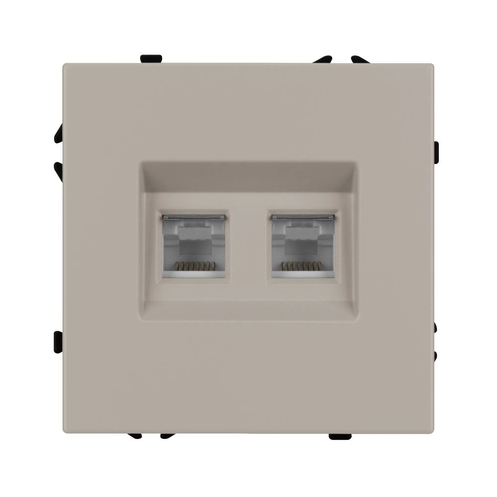 Механизм сдвоенной телефонной розетки SCT-NOBE-MTL2-SFPL-CA (RJ-11, 4C) (Arlight, Кашемир) 061889