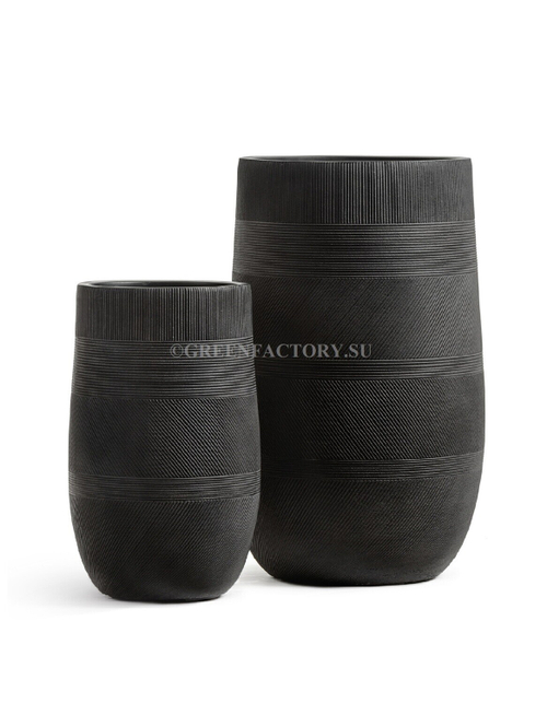 Кашпо TREEZ ERGO - серия Graphics - Высокая округлая чаша - Чёрный графит