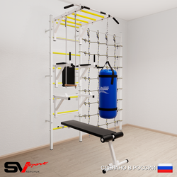 Шведская стенка Sv Sport усиленная 66330 (Турник рукоход/Брусья/Стойка/Скамья/Трапеция/Цепь/Мешок 30кг/Канатный лаз)