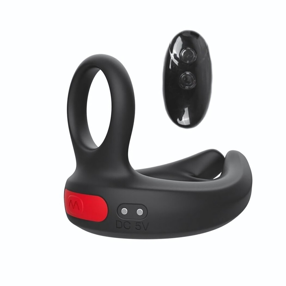 Черное эрекционное виброкольцо Cock Ring с пультом ДУ (Цвет: черный)