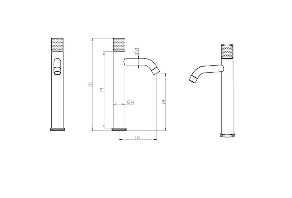 Смеситель для раковины Boheme Stick 122-MG золото матовое/ручка DIAMOND
